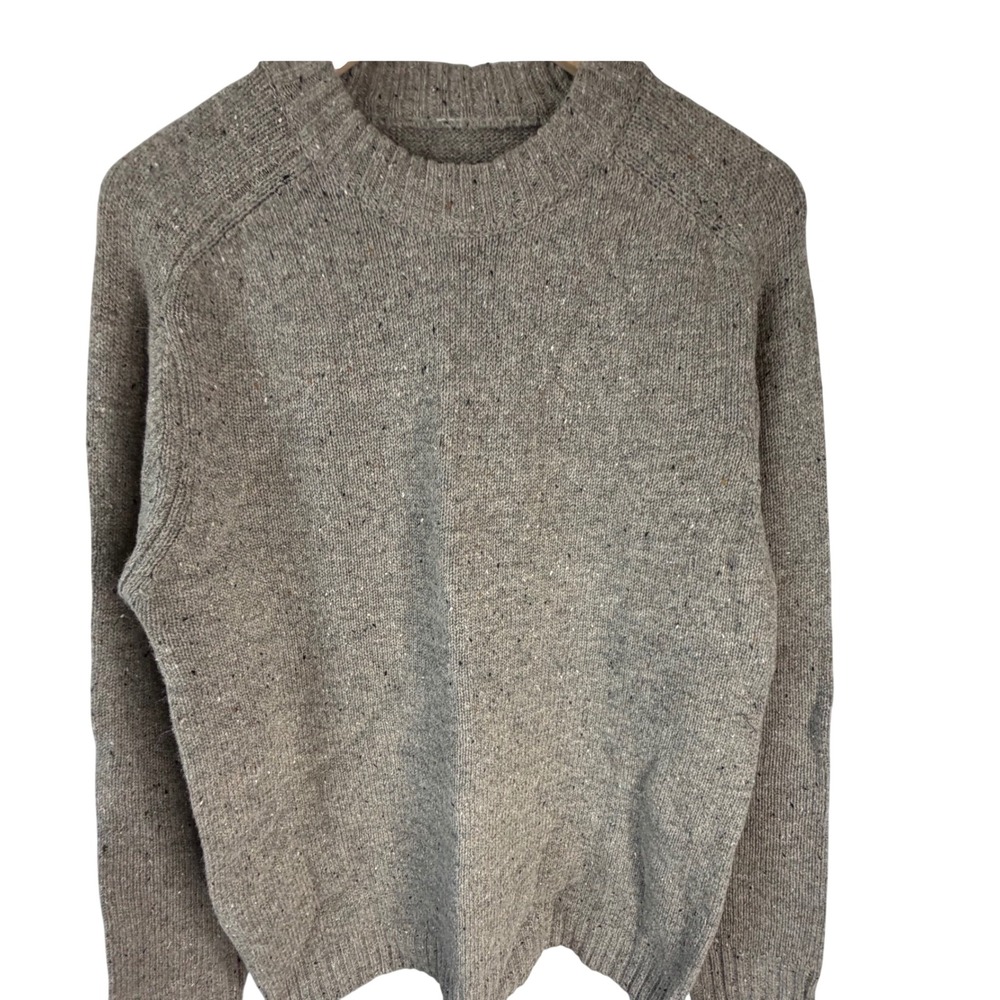 Line of Trade Mens Donegal Wool Blend Sweater Gray Elbow Patches Large
